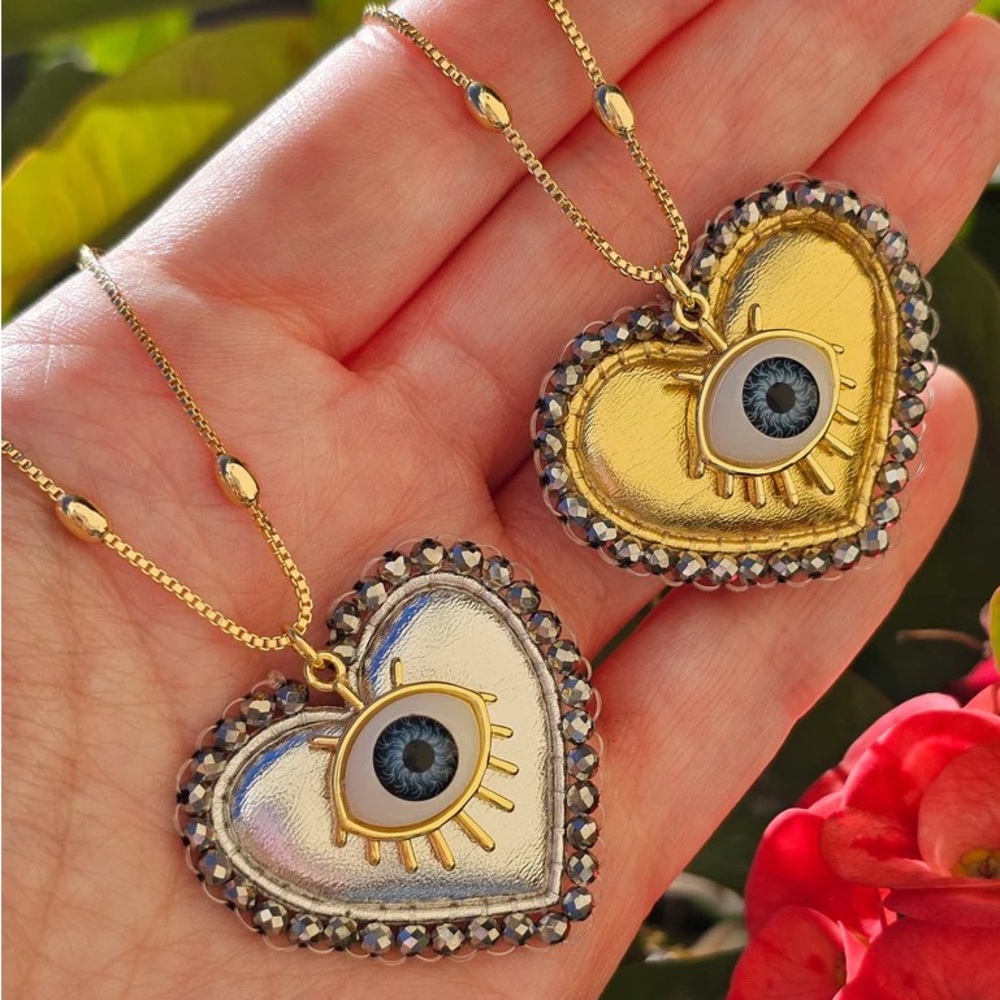 18k gold plated evil eye necklace